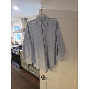 #70 LL Bean Shirt Mens 17-33 Long Sleeve Button Check Wrinkle Resistant 0 DBK7